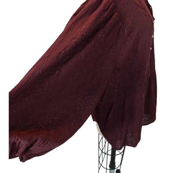 OLD NAVY Oversized Embroidered Eyelet Peasant Top Size 3X NWT Reddish Brown - Picture 3 of 9